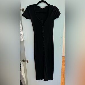 Elegant Black Button-Down Dress
